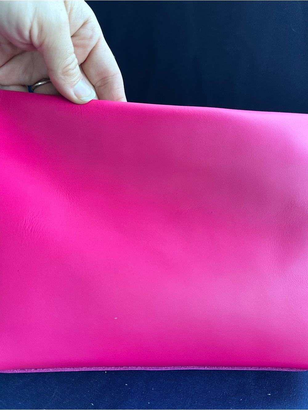 Portland Leather Hot Pink Zip XL Cosmetic Pouch - Picture 4 of 5